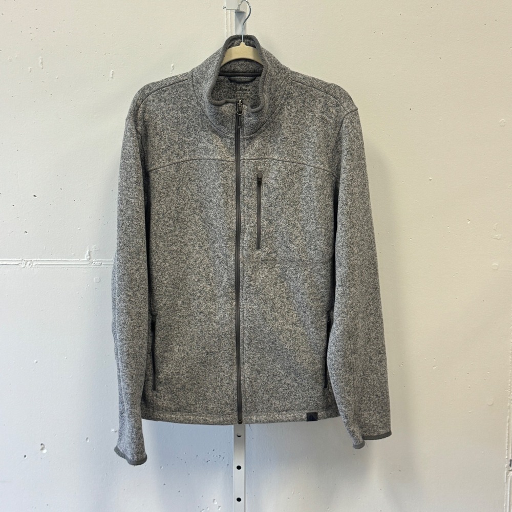 L.L. Bean Men's Slightly Fitted Sweater Fleece Full Zip Jacket Gray Large REG